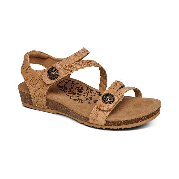 Aetrex Women's Jillian Braided Quarter Strap Sandals - Cork | USA ROT2461